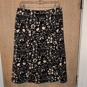 Sigrid Olsen Black and Cream Floral A-Line Skirt
